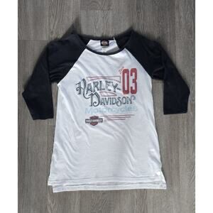 Harley Davidson 3/4 Sleeve T Shirt Women XS Y2K